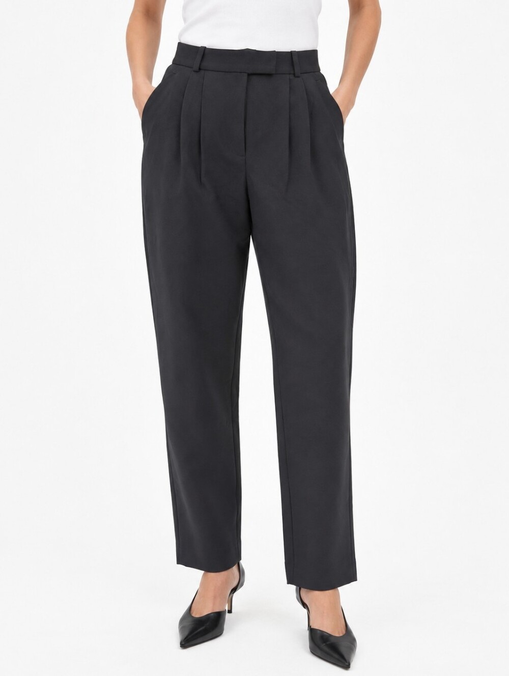 Abercrombie Black High Taper Trouser Pants Tailored Fit Size 24 NWT